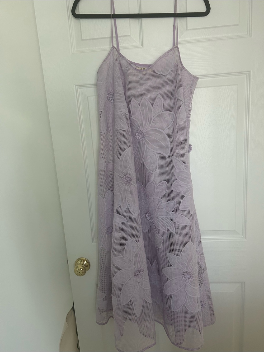 Sheer Floral Lace Midi Dress in Lilac - Picture 3 of 4